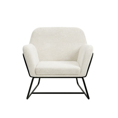 Jaycee Cream Boucle & Black Accent Chair Furniture 