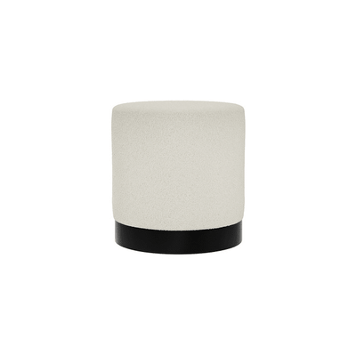 Jaycee Cream Boucle & Black Medium Round Stool Furniture 