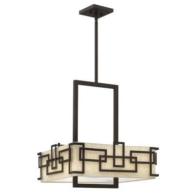Jennifer Bronze 3 Light Pendant Ceiling Light with Linen Shade Lighting 