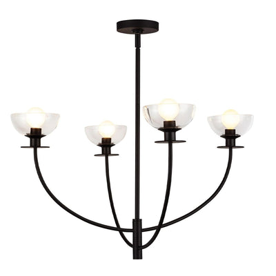 Jessica 4 Light Matte Black & Glass Chandelier Lighting 