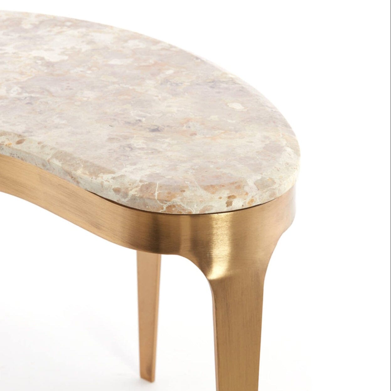 Josephine Antique Bronze Abstract Shaped Coffee Table with Taupe Marble Top Furniture 