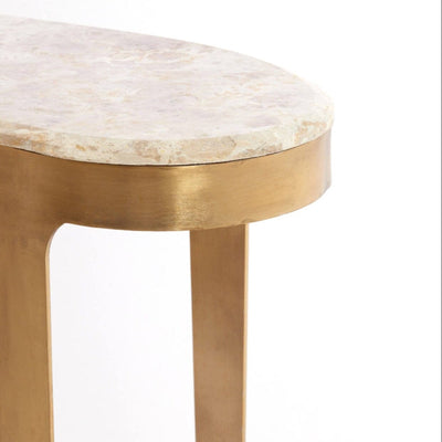 Josephine Antique Bronze Abstract Shaped Console Table with Taupe Marble Top Furniture 