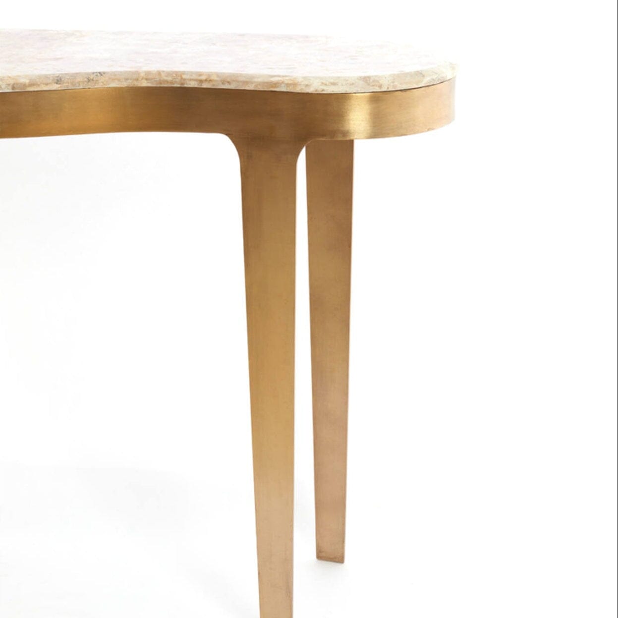 Josephine Antique Bronze Abstract Shaped Console Table with Taupe Marble Top Furniture 