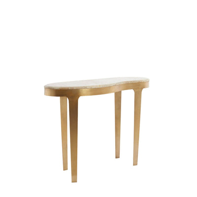 Josephine Antique Bronze Abstract Shaped Console Table with Taupe Marble Top Furniture 