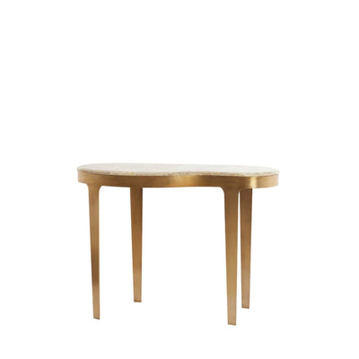 Josephine Antique Bronze Abstract Shaped Console Table with Taupe Marble Top Furniture 