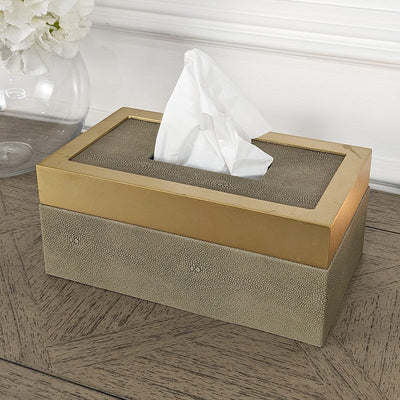 Josette Mink Shagreen & Gold Decorative Tissue Box Accessories 
