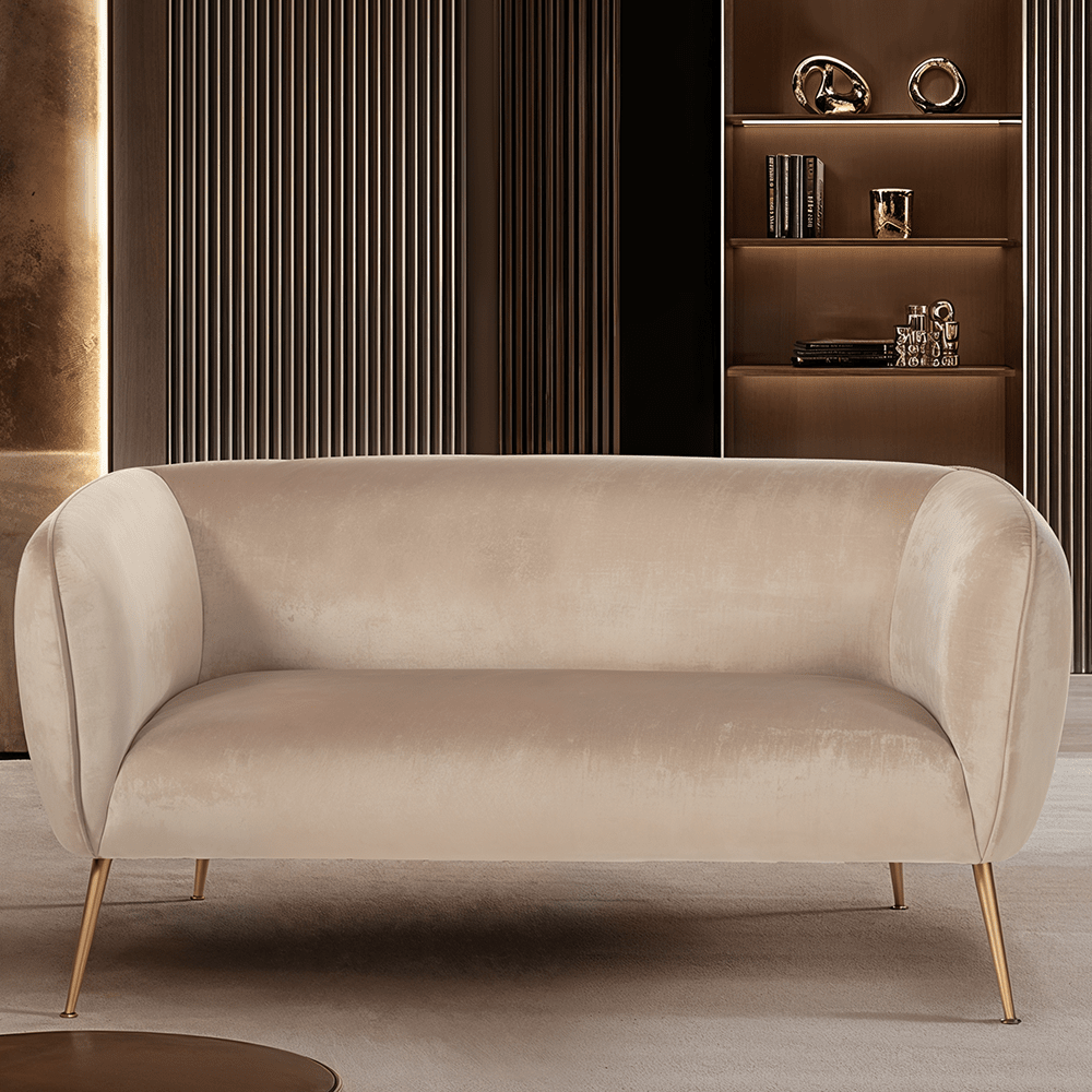 Juliana Beige Velvet 2 Seater Sofa Sofa 