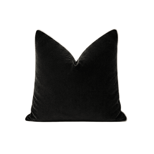 Juniper Black & Cream Velvet Feather Filled Cushion - 45x45cm Textiles 