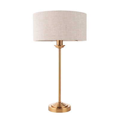 Juniper Brass Table Lamp with Neutral Shade Lighting 