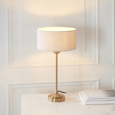 Juniper Brass Table Lamp with Neutral Shade Lighting 