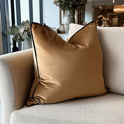 Juniper Caramel & Chocolate Velvet Cushion Cover - 45 x 45cm Textiles 