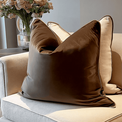 Juniper Chocolate & Caramel Velvet Cushion - 45 x 45cm Textiles 