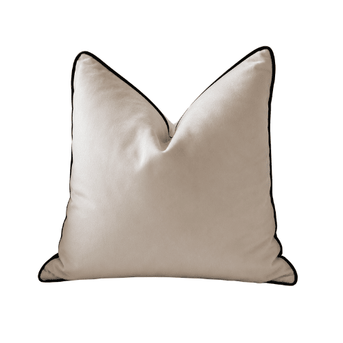 Juniper Cream & Black Velvet Feather Filled Cushion - 45x45cm Textiles 