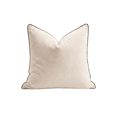 Juniper Cream & Chocolate Velvet Feather Filled Cushion - 45x45cm Textiles 