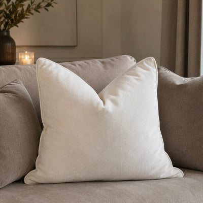 Juniper Cream Velvet Feather Filled Cushion - 45x45cm Textiles 
