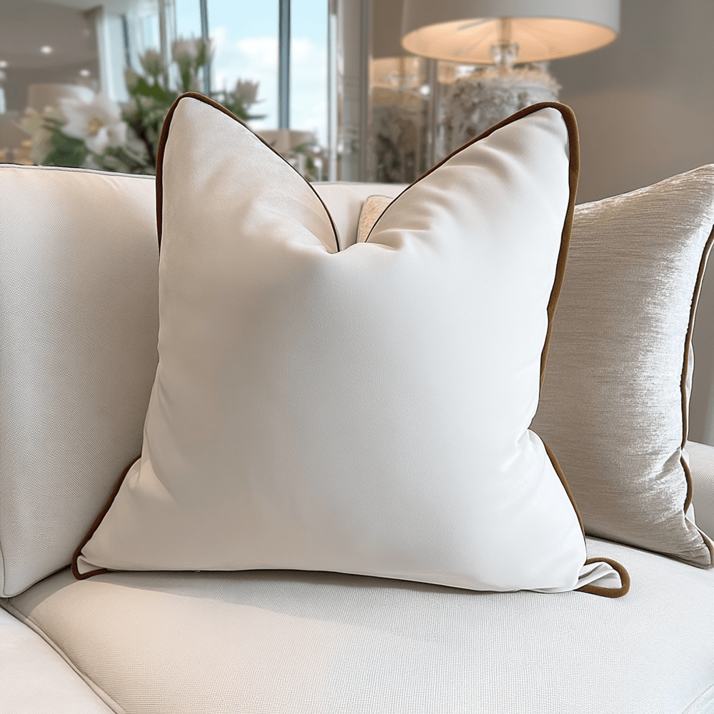 Juniper Ecru & Rust Velvet Cushion - 45 x 45cm Textiles 