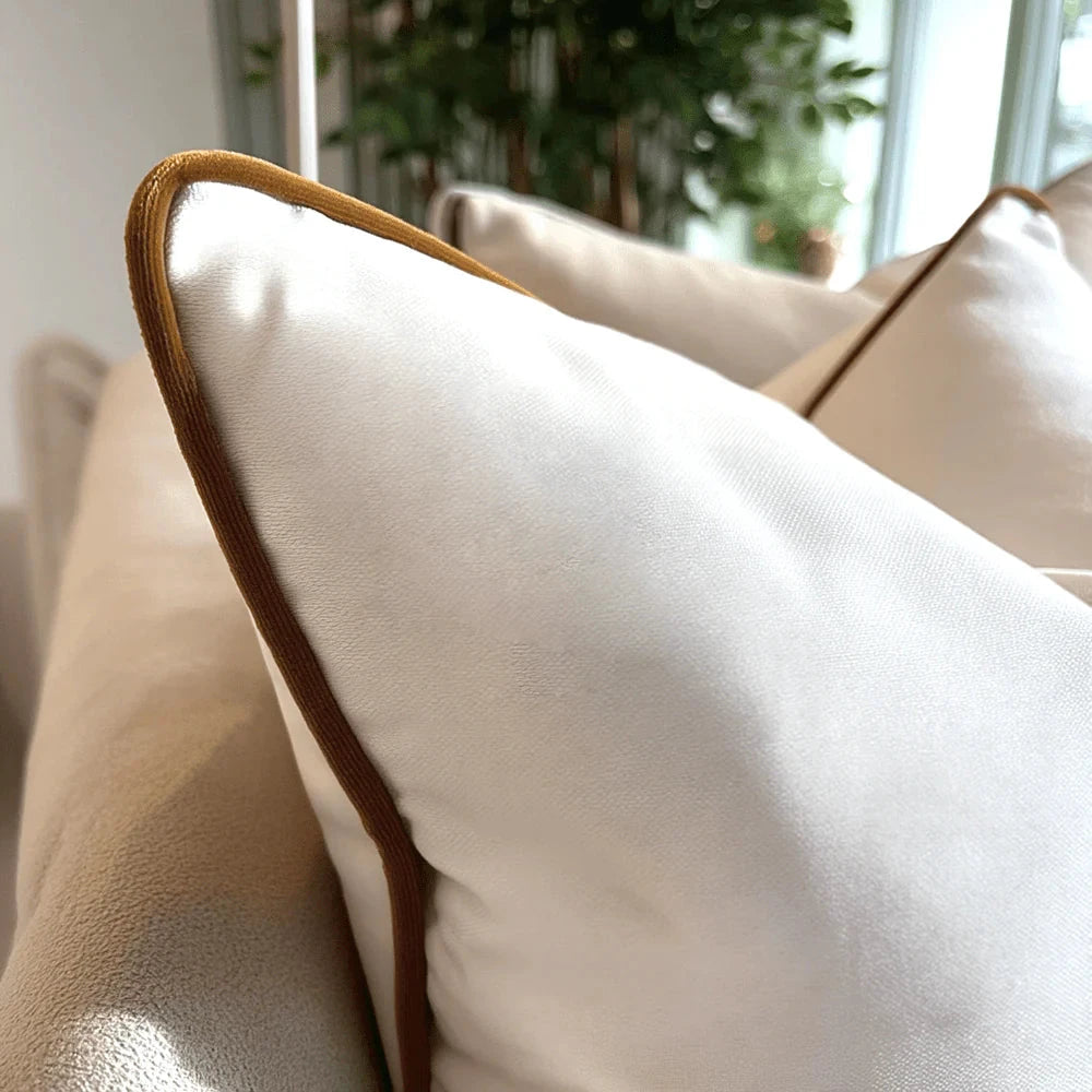 Juniper Ecru & Rust Velvet Cushion Cover - 45 x 45cm Textiles 