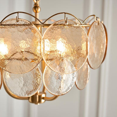 Juno Brushed Brass & Champagne Glass 3 Light Pendant Ceiling Light Lighting 