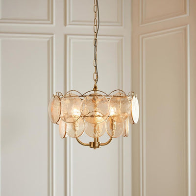 Juno Brushed Brass & Champagne Glass 3 Light Pendant Ceiling Light Lighting 
