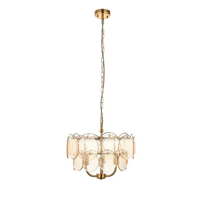 Juno Brushed Brass & Champagne Glass 3 Light Pendant Ceiling Light Lighting 