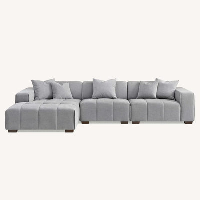 Kace Cloud Grey Boucle Tufted Sofa Range Sofa Chaise End Sofa - Left Hand Facing 