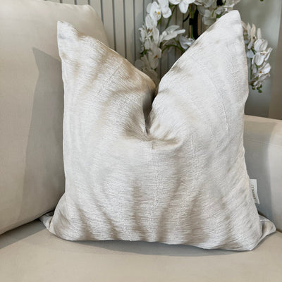 Kahlo Cream & Silver Metallic Feather Filled Cushion - 50x50cm Textiles 