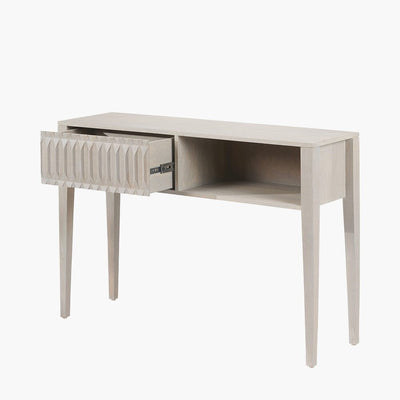Kamala Light Grey Mango Wood 1 Drawer Console Table Furniture 