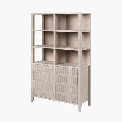 Kamala Light Grey Mango Wood 2 Door Shelving Unit Furniture 