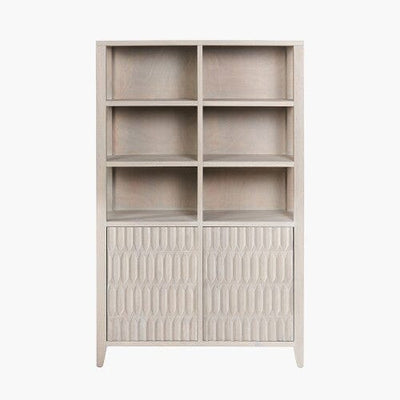Kamala Light Grey Mango Wood 2 Door Shelving Unit Furniture 