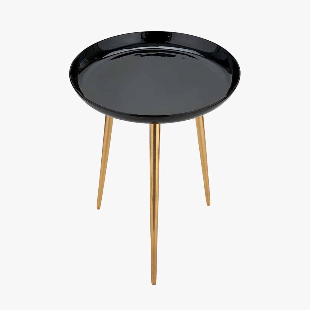 Katie Black Enamel & Gold Metal Side Table Furniture 