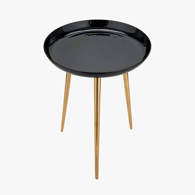 Katie Black Enamel & Gold Metal Side Table Furniture 