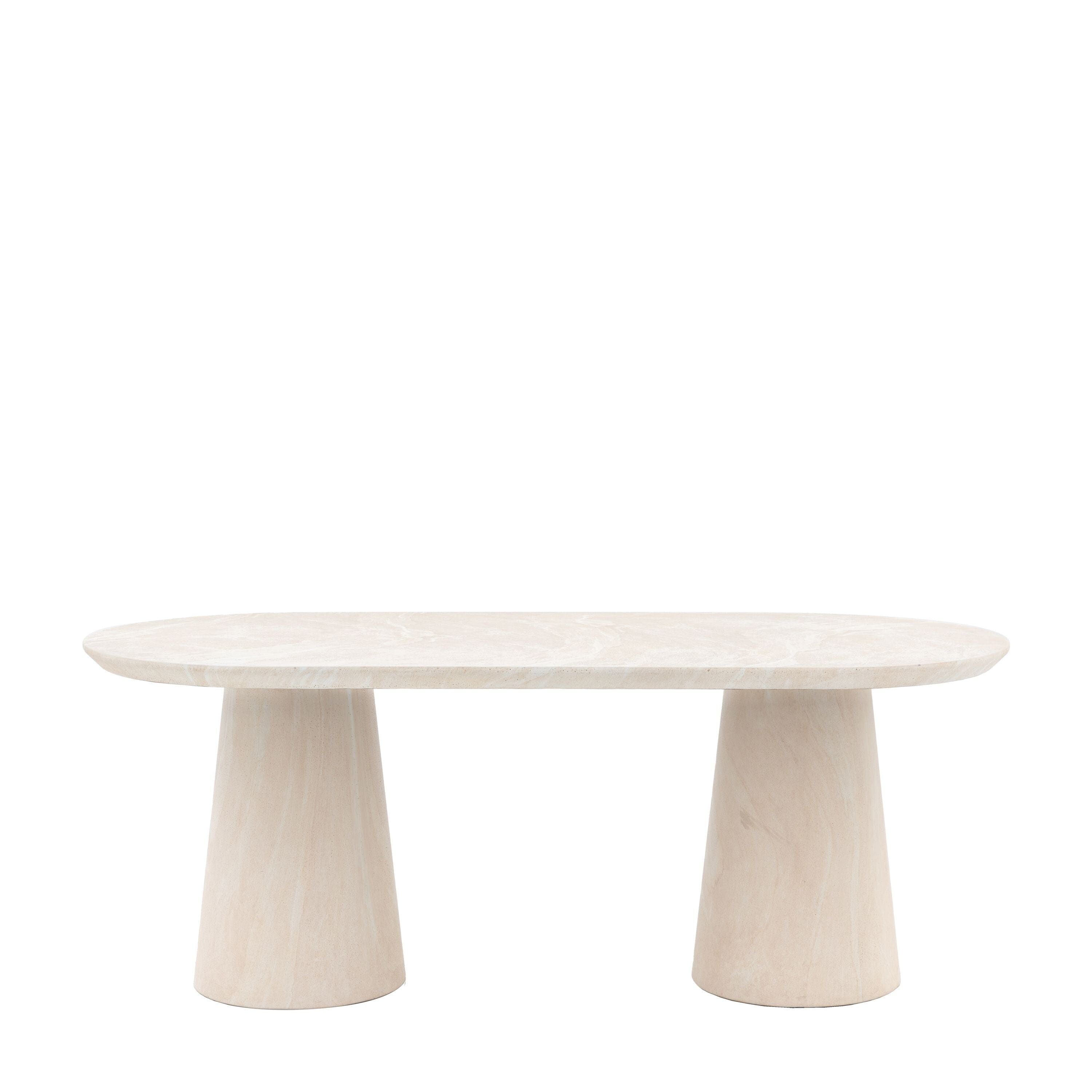 Katrina Travertine Concrete Indoor/Outdoor Oval Dining Table Furniture 