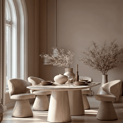 Katrina Travertine Concrete Indoor/Outdoor Oval Dining Table Furniture 