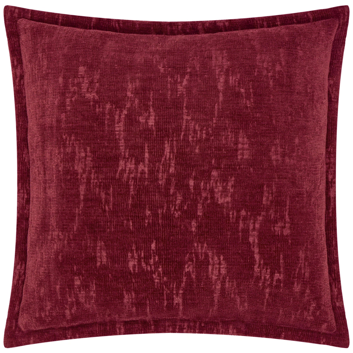 Katy Burgundy Chenille Patterned Feather Filled Cushion - 45x45cm Textiles 