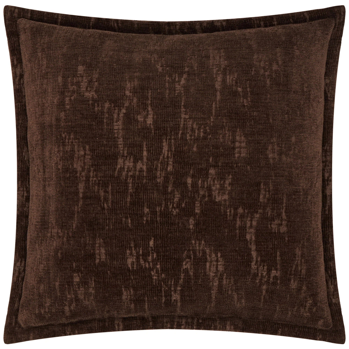 Katy Chocolate Brown Chenille Patterned Feather Filled Cushion - 45x45cm Textiles 