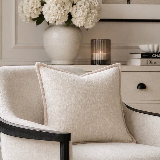 Katy Ivory Chenille Patterned Cushion Cover - 45x45cm Textiles 