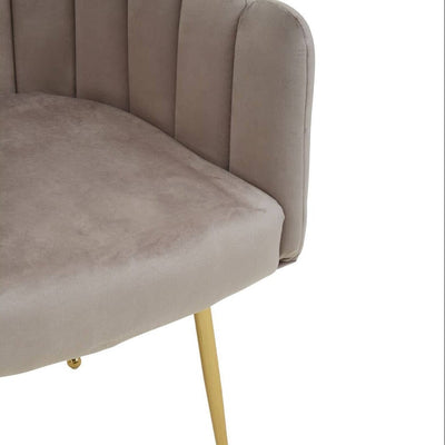Kelcie Beige Velvet Scalloped Dining Chair with Gold Legs Furniture 
