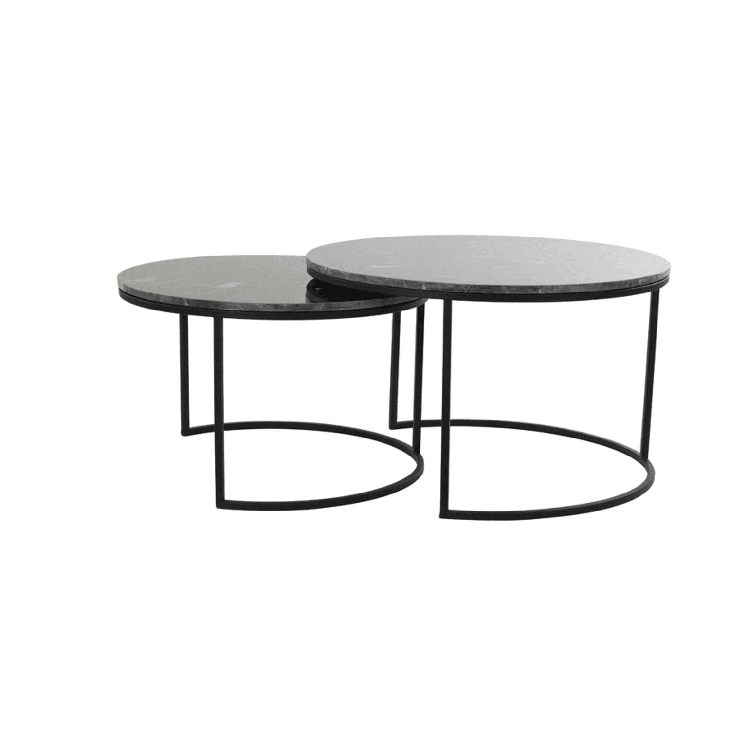 Keller Black Marble Nesting Coffee Tables Furniture 