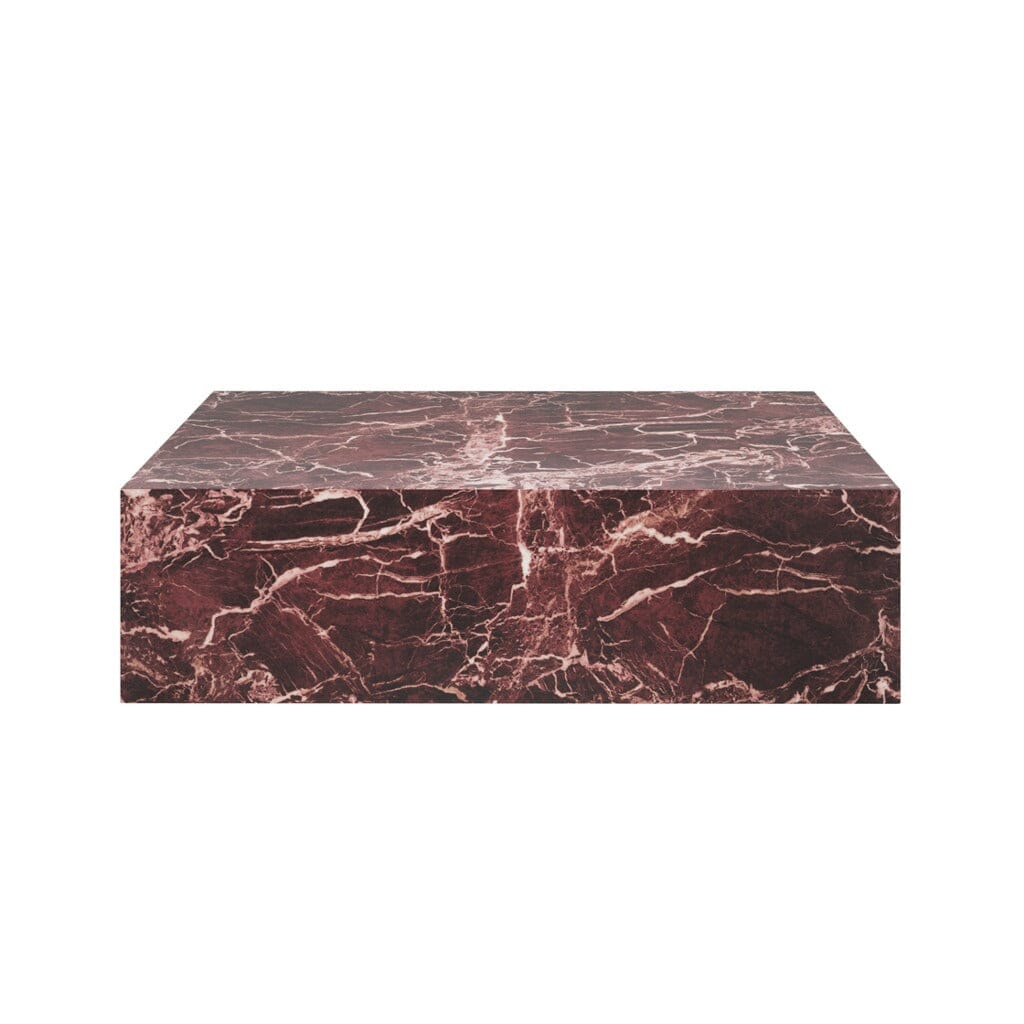 Kennedy Burgundy Marble Rectangular Coffee Table Furniture 
