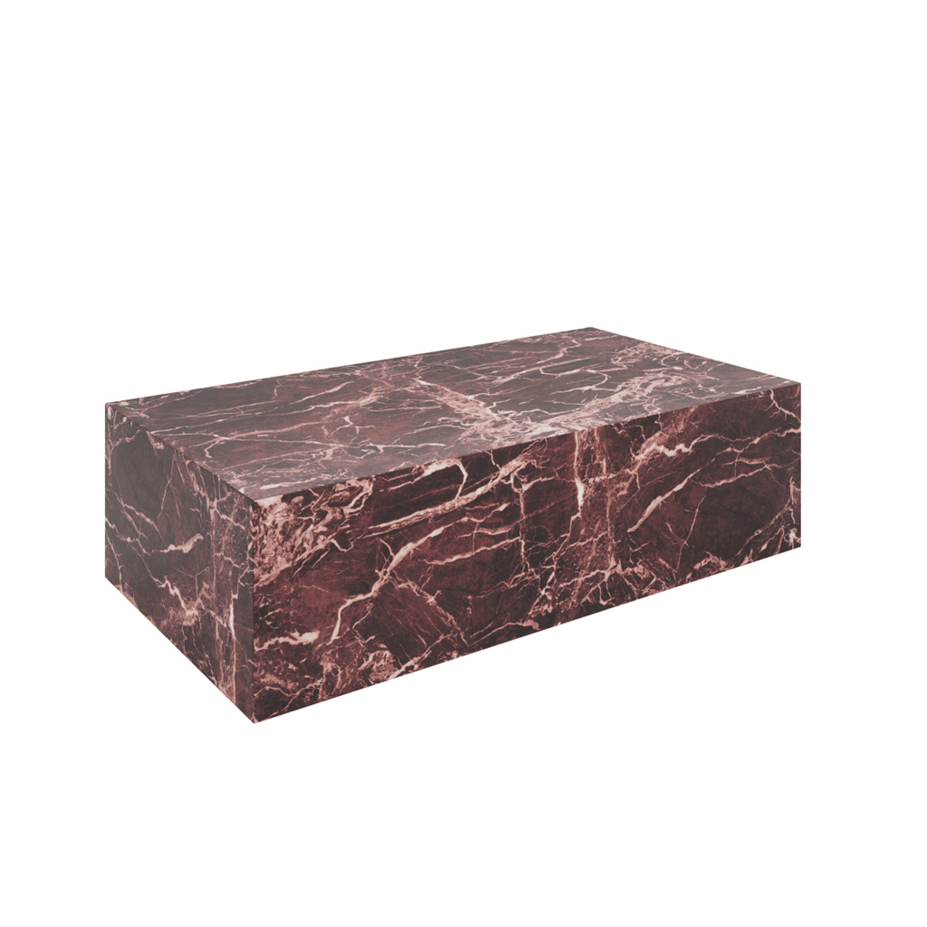 Kennedy Burgundy Marble Rectangular Coffee Table Furniture 