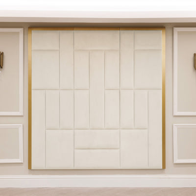 Kensington Cream & Gold Premium Abstract Headboard Beds and Headboards 