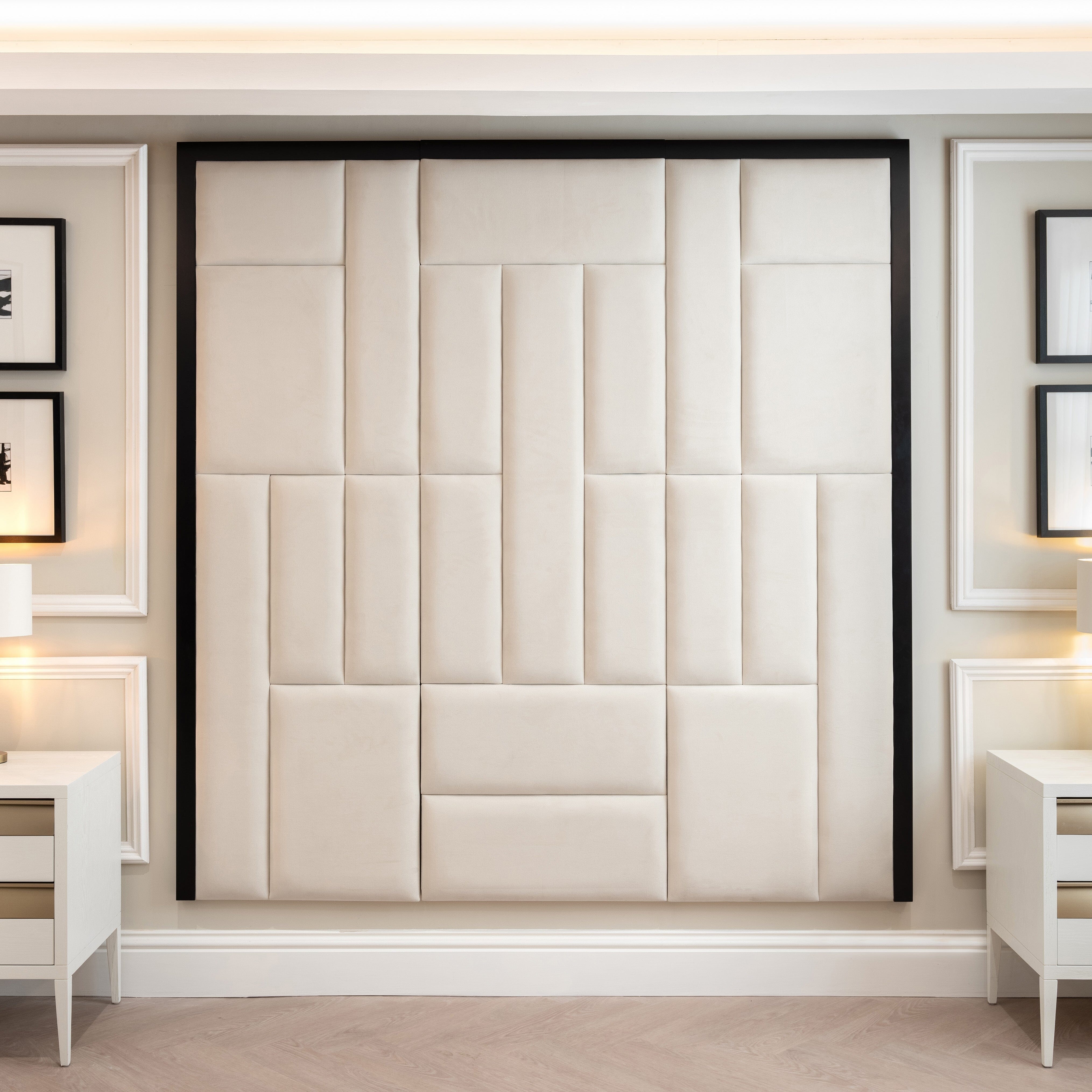 Kensington Cream Premium Headboard with Wooden Frame 
