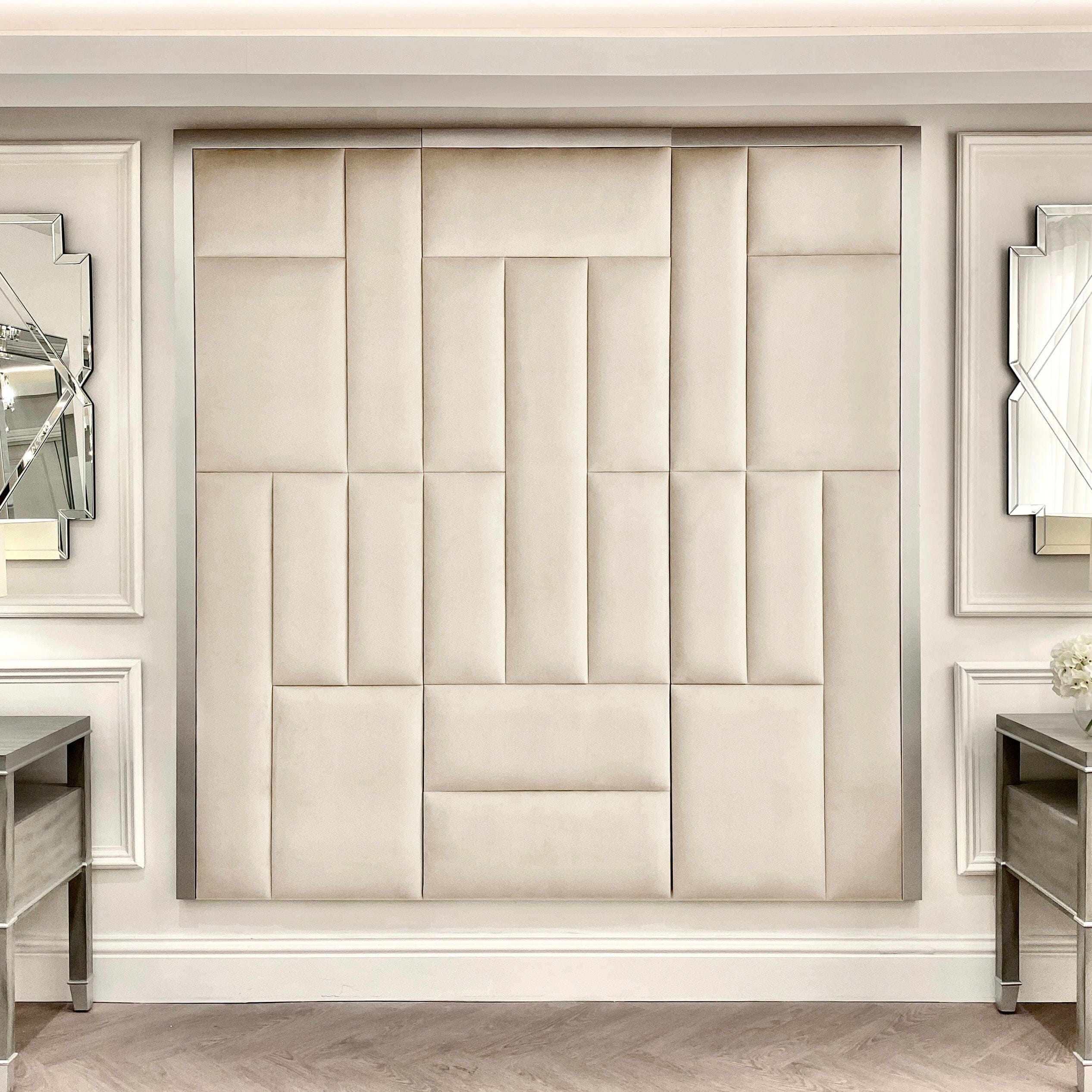 Kensington Cream & Silver Premium Abstract Headboard Made to Order Headboard 
