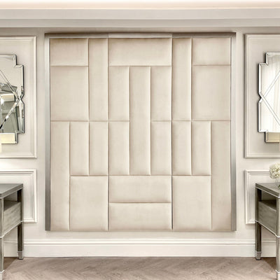 Kensington Cream & Silver Premium Abstract Headboard Made to Order Headboard 