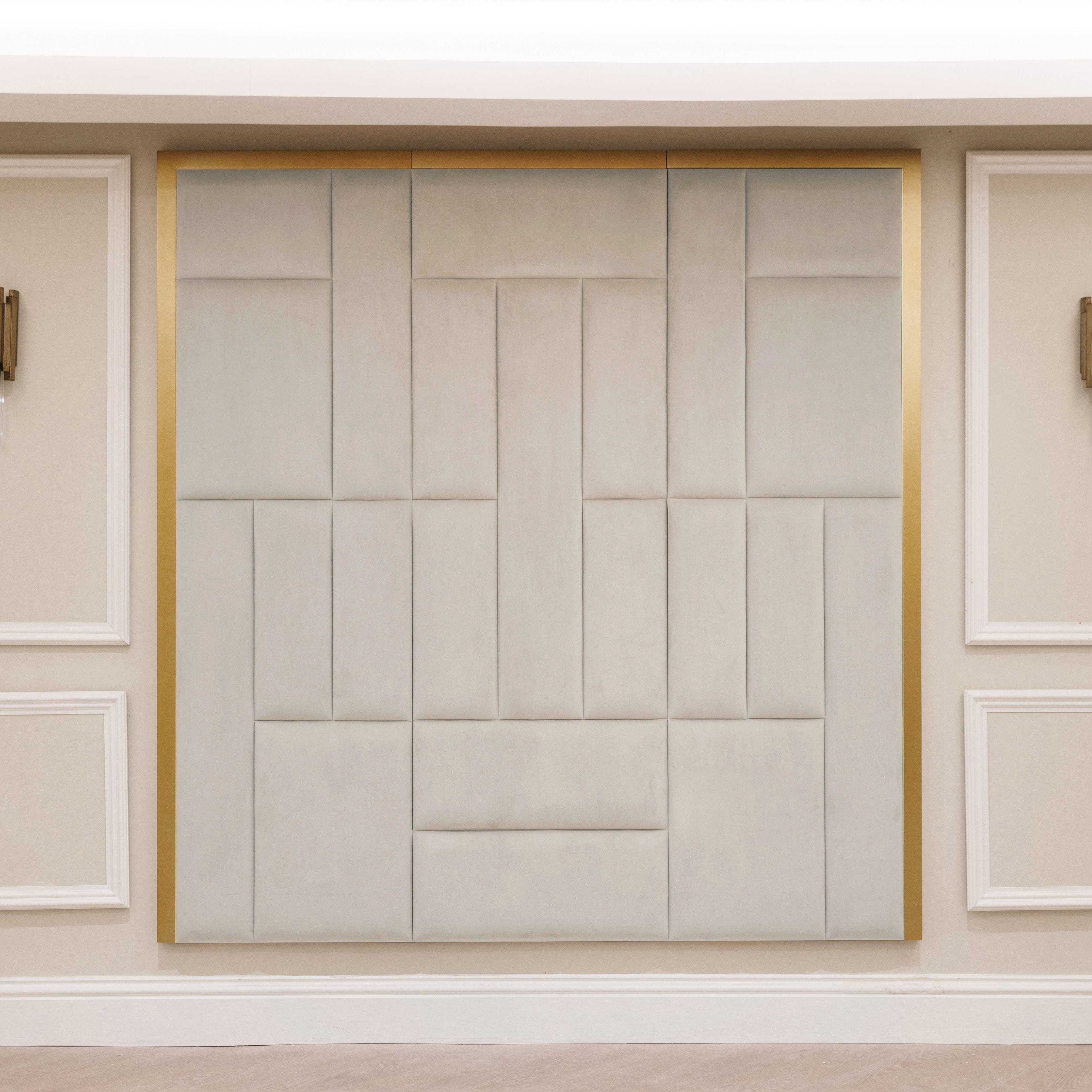 Kensington Grey & Gold Premium Abstract Headboard MTO Beds and Headboards 