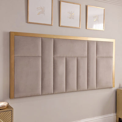 Kensington Mink & Gold Premium Abstract Half Height Headboard Beds and Headboards 