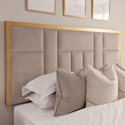 Kensington Mink & Gold Premium Abstract Half Height Headboard Beds and Headboards 
