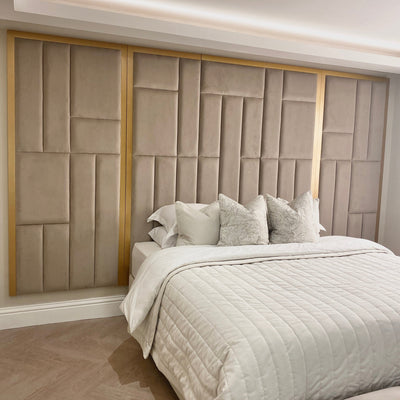 Kensington Mink & Gold Premium Abstract Headboard MTO Beds and Headboards 