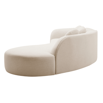 Keyen Cream Linen 3 seater Curved Sofa Sofa 