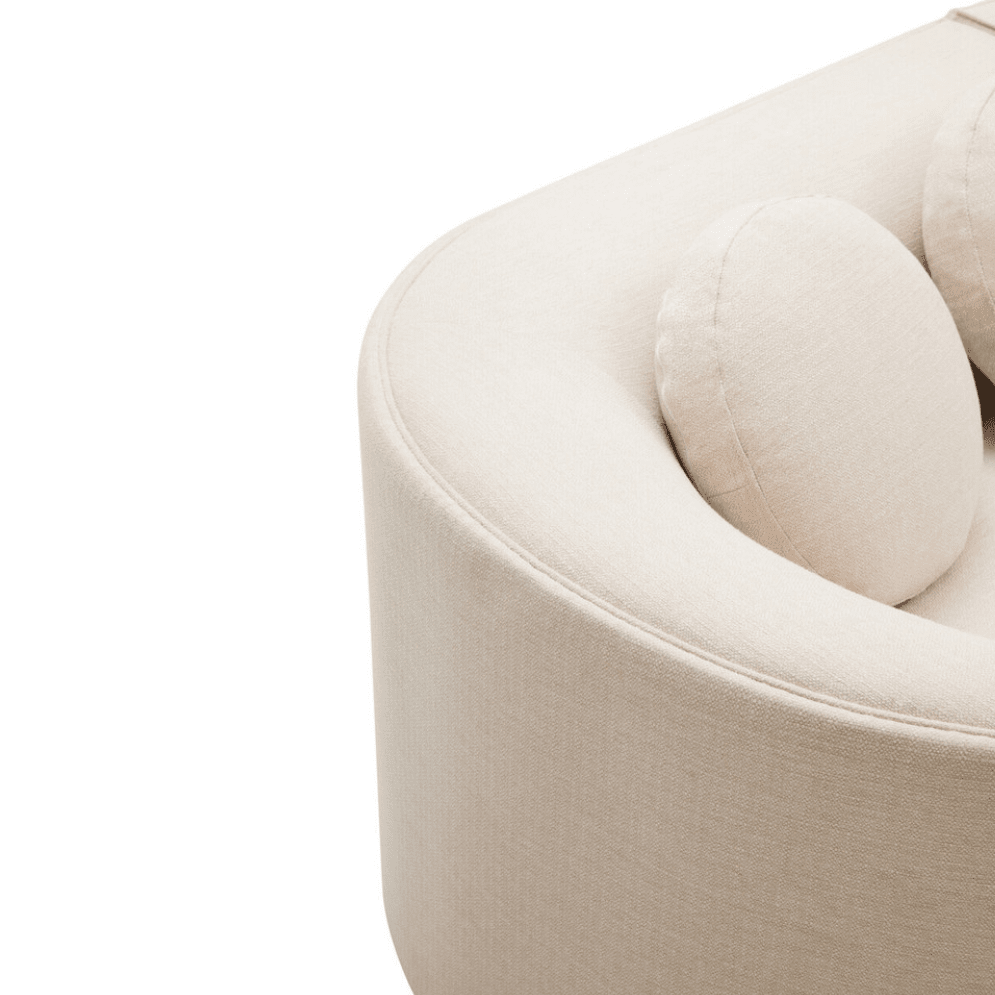 Keyen Cream Linen 3 seater Curved Sofa Sofa 